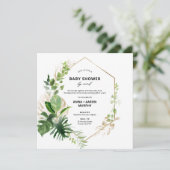 Tropisch groen en gouden Lijst Baby shower per pos Kaart (Staand voorkant)