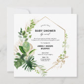 Tropisch groen en gouden Lijst Baby shower per pos Kaart (Voorkant)