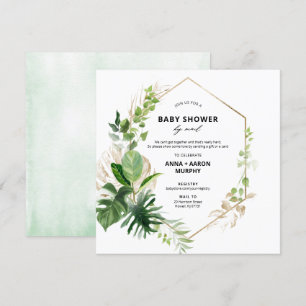 Tropisch groen en gouden Lijst Baby shower per pos Kaart