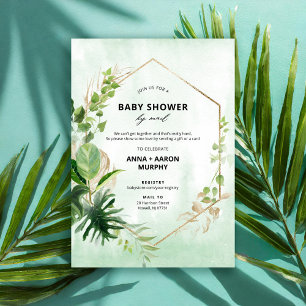 Tropisch groen en gouden Lijst Baby shower per pos Kaart