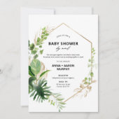 Tropisch groen en gouden Lijst Baby shower per pos Kaart (Voorkant)