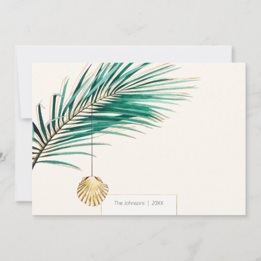 Tropisch groen en goudgroen foto feestdagenkaart (Achterkant)