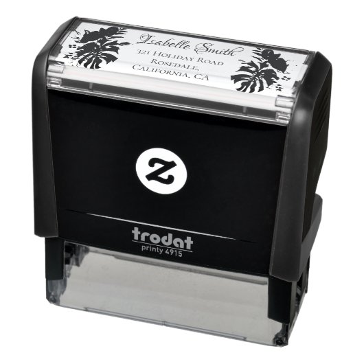 Tropisch groen en goudmonstera springt bruiloft zelfinktende stempel (Product)