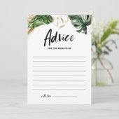 Tropisch groen en goudolieromer Baby shower Advieskaart (Staand voorkant)
