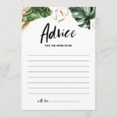Tropisch groen en goudolieromer Baby shower Advieskaart (Voorkant)