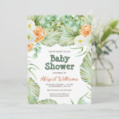 Tropisch groen en Oranje Baby shower Kaart (Staand voorkant)
