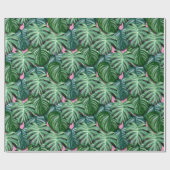 Tropisch groen en roze blad cadeaupapier (Vlak)