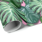 Tropisch groen en roze blad cadeaupapier (Rol Hoek)