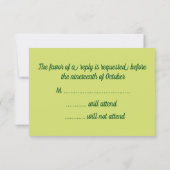 Tropisch groen en wit huwelijk RSVP kaartje (Achterkant)