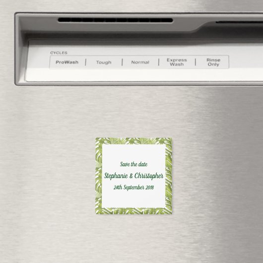 Tropisch groen en wit huwelijk sparen de Datum Magneet (Insitu (Vaatwasser))