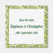 Tropisch groen en wit huwelijk sparen de Datum Magneet (Voorkant)