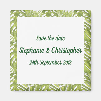 Tropisch groen en wit huwelijk sparen de Datum Magneet