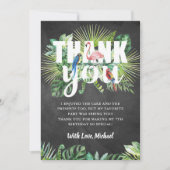 Tropisch groen Flamingo Black White Chalkboard Bedankkaart (Voorkant)