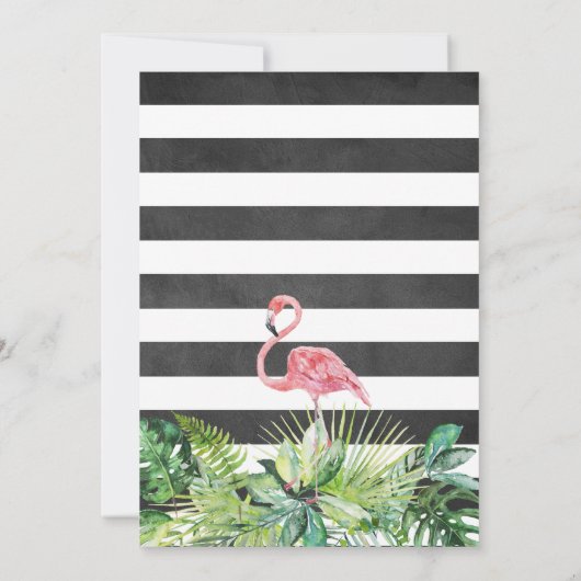 Tropisch groen Flamingo Black White Chalkboard Bedankkaart (Achterkant)