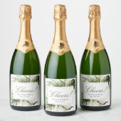 Tropisch groen flesetiket voor bloemen sparkling wijnetiket (Flessen)