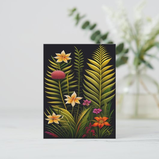 Tropisch groen Floral kunstwerk Briefkaart (Staand voorkant)