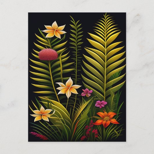 Tropisch groen Floral kunstwerk Briefkaart (Voorkant)