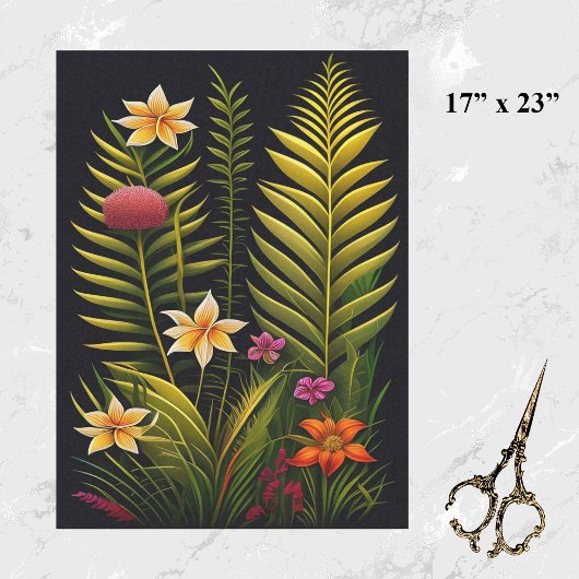 Tropisch groen Floral kunstwerk groot Tissuepapier