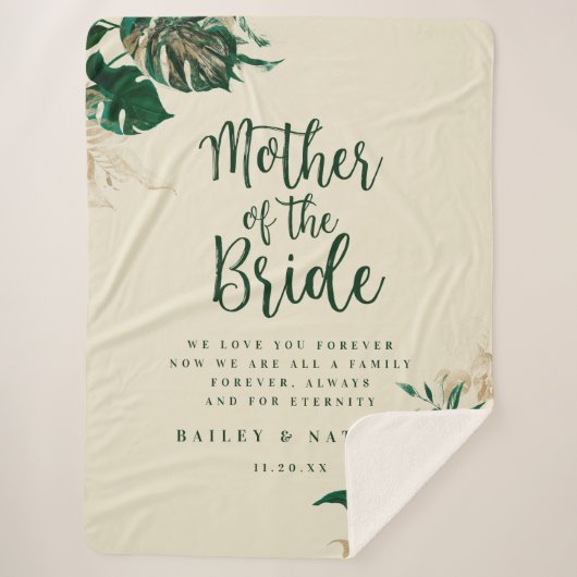 Tropisch groen gebladerte Moeder van de bruid Quot Sherpa Deken (Voorkant)