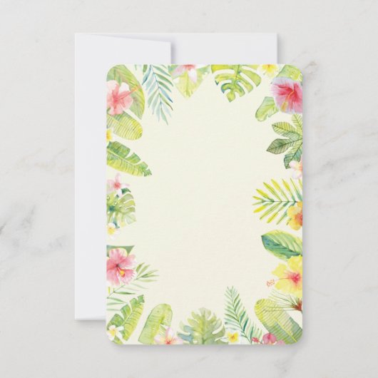 Tropisch groen gebladerte rode hibiscus kaart (Achterkant)