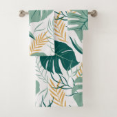 Tropisch groen geel Floral Monstera Leaf Pattern Bad Handdoek (Insitu)