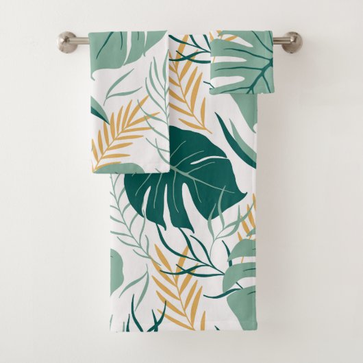 Tropisch groen geel Floral Monstera Leaf Pattern Bad Handdoek (Insitu)