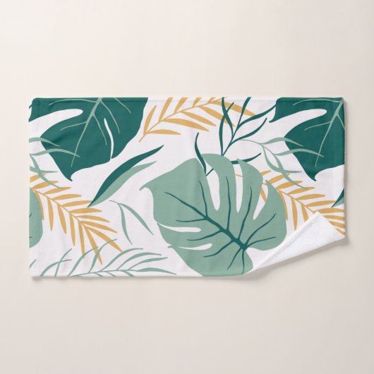 Tropisch groen geel Floral Monstera Leaf Pattern Bad Handdoek (Handdoek)