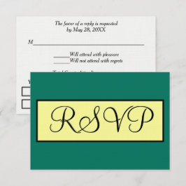 Tropisch groen geel geometrische bruiloft RSVP