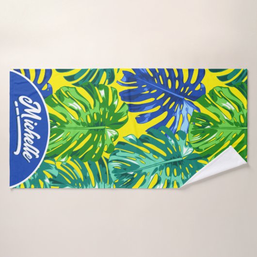 Tropisch groen geel Oerwoud verlaat naam Badhanddoek (Badhanddoek)