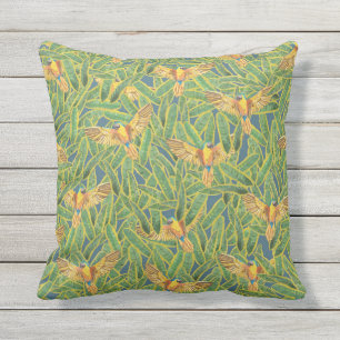 Tropisch groen geel Oranje bladerdevalspatroon Buitenkussen