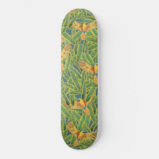Tropisch groen geel Oranje bladerdevalspatroon Persoonlijk Skateboard (Voorkant)