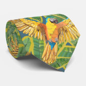 Tropisch groen geel Oranje bladerdevalspatroon Stropdas (Opgerold)