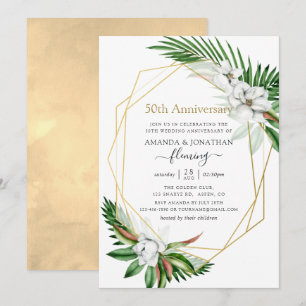 Tropisch groen Geometric 50th Jubileum Kaart