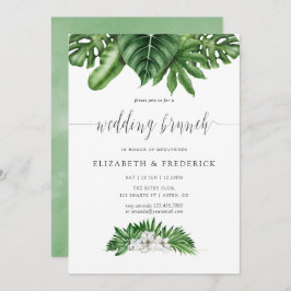Tropisch groen Geometric Wedding Brunch Invite Kaart