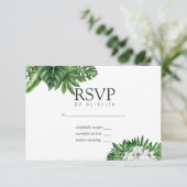 Tropisch groen Geometric Wedding RSVP (Staand voorkant)