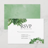 Tropisch groen Geometric Wedding RSVP (Voorkant / Achterkant)