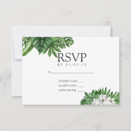 Tropisch groen Geometric Wedding RSVP