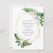 Tropisch groen Geometrische QR-code RSVP Weddensch Kaart (Voorkant)
