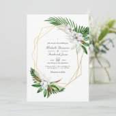 Tropisch groen Geometrische QR-code RSVP Weddensch Kaart (Staand voorkant)