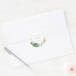 Tropisch Groen & Goud Aquarel Palmbladeren Ronde Sticker