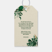 Tropisch groen goud dankbaar dankbaar gezegend cadeaulabel (Achterkant)