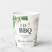 Tropisch groen & goud 'I Do BBQ' Verlovingsfeest Papieren Bekers (Voorkant)