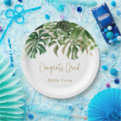 Tropisch groen Goud Modern Afstuderen Papieren Bordje (Feest)