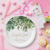 Tropisch groen Goud Modern Afstuderen Papieren Bordje (Feest)