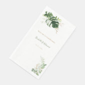 Tropisch groen & goud waterverf palmbladeren servet (Hoek)