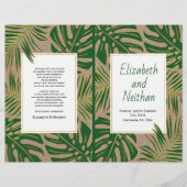 Tropisch groen goudbijtalig tweeledig trouwprogram (Voorkant)