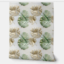 Tropisch groen gouden bladeren behang