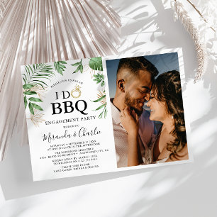 Tropisch groen & gouden 'I Do BBQ' Coupesfoto Kaart
