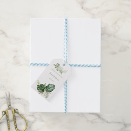 Tropisch groen & gouden waterverf palmbladeren cadeaulabel