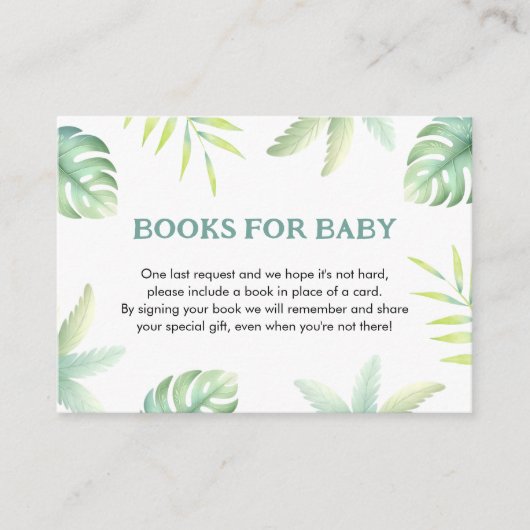 Tropisch groen groen Waterverf boek voor Baby Informatiekaartje (Voorkant)